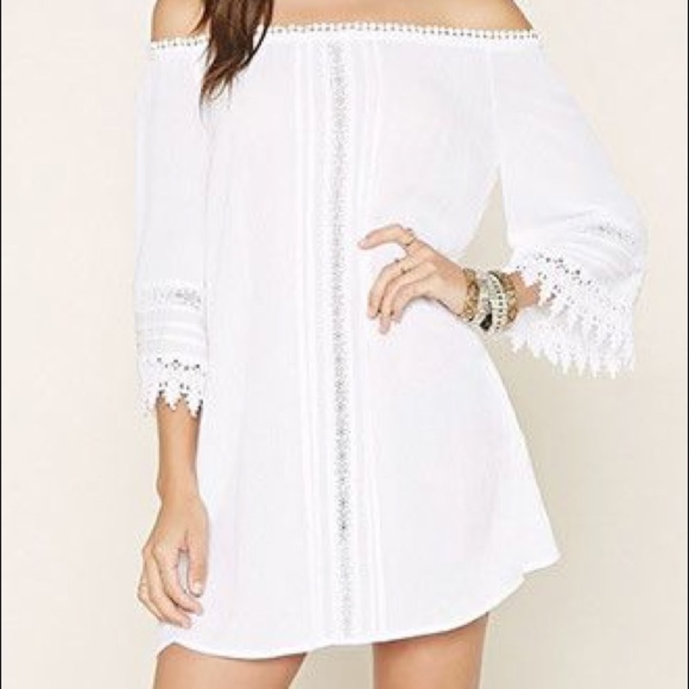 White crotchet dress