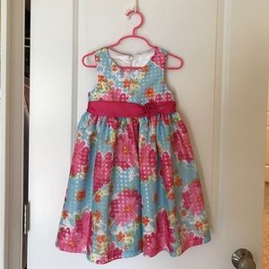 Blue and Pink Flowered Spring Dress.  Size 4