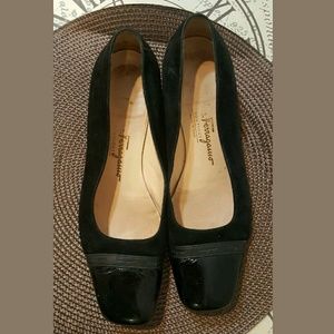 Salvatore Ferragamo  Leather Patent Suede Flats