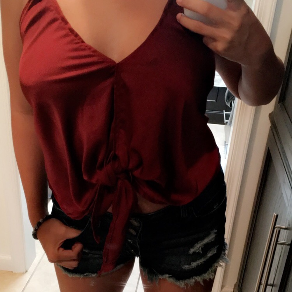 Cute wine red crop top