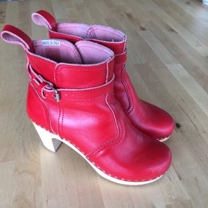 Swedish Hasbeen Red High Heel  Boots size 37