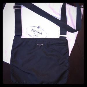 Authentic Prada Vela Black Nylon Messenger bag