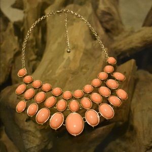 Coral Oval Bib Necklace