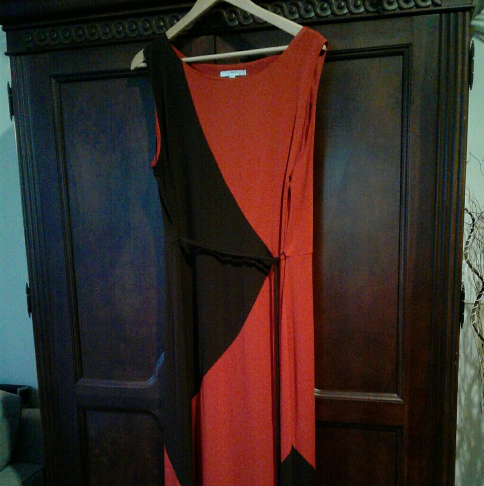 Beautiful redish-Orange and brown maxi dress