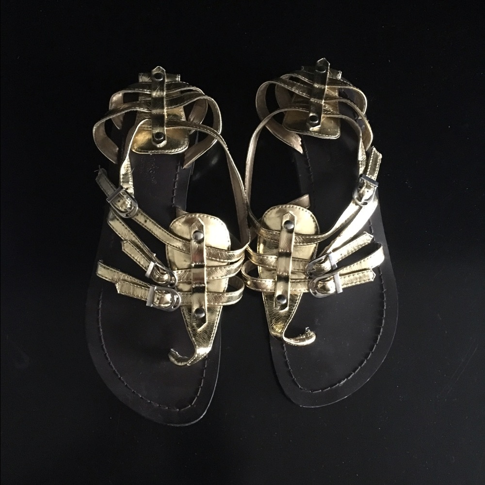 Gold metallic gladiator sandals size 8