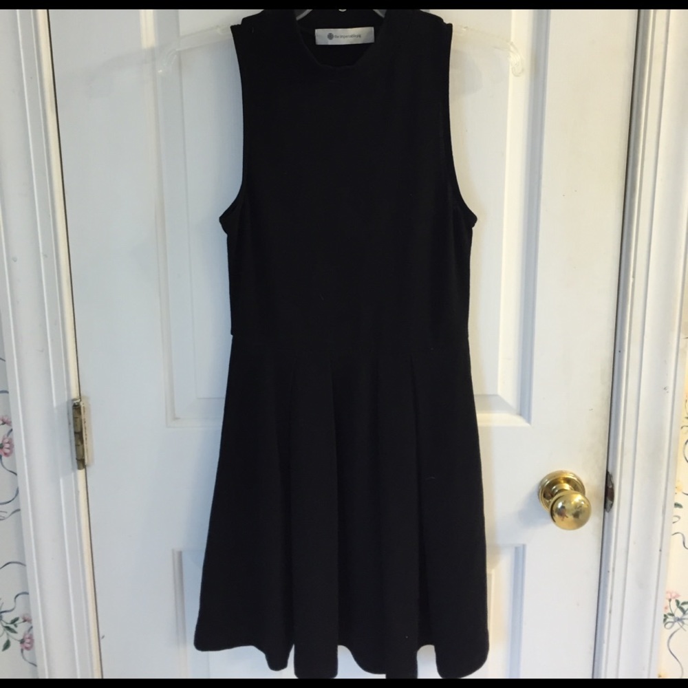 High Necked Sleeveless Black Pleated Dress