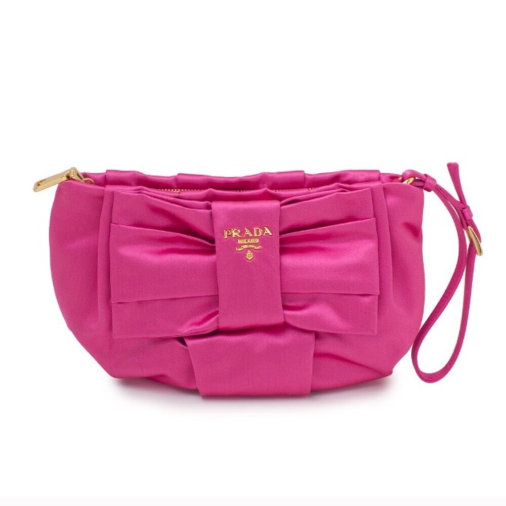 PRICE FIRM Prada Pink Nylon Wristlet Bag