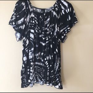 Black and white blouse.