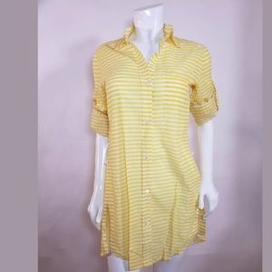 J Crew Striped Yellow and White Shirt Dress