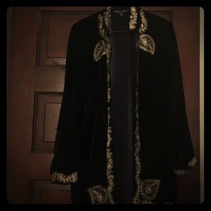 Winter Kate Bohemian Blue Velvet Jacket/Cardigan