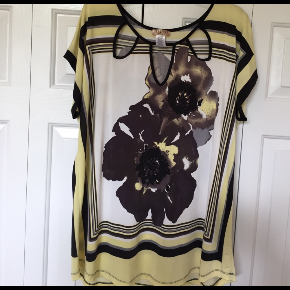 Black and pale yellow blouse
