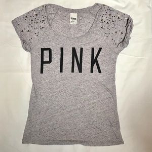 VS Pink short sleeve with studs shirt