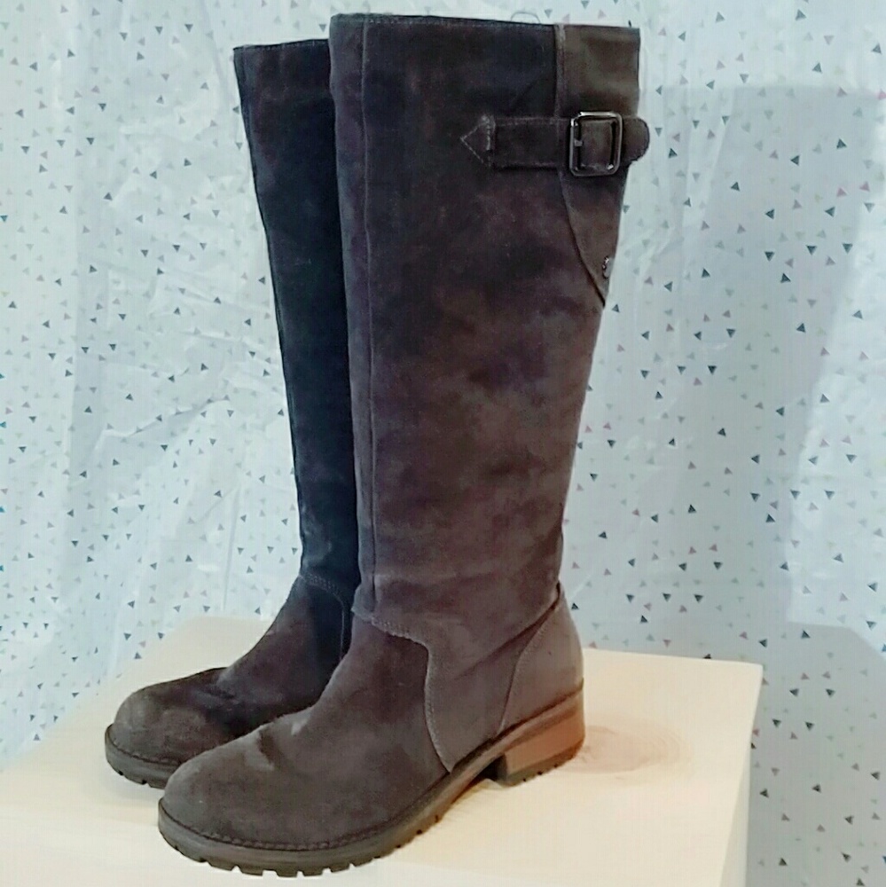 Dark Grey Knee High Boots