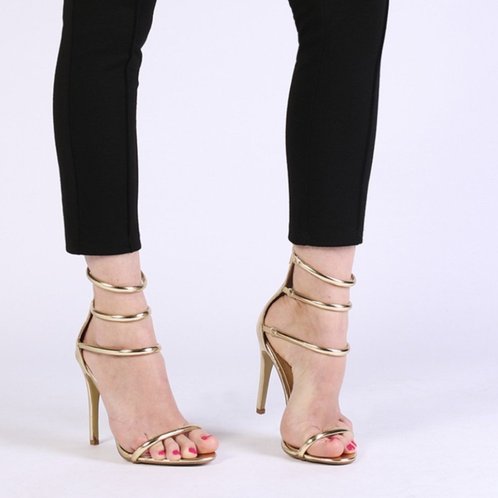 Gold Strappy Stilettos