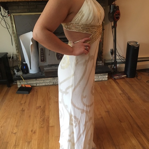 Betsy & Adam white and gold dress, size 8 - Picture 3 of 4