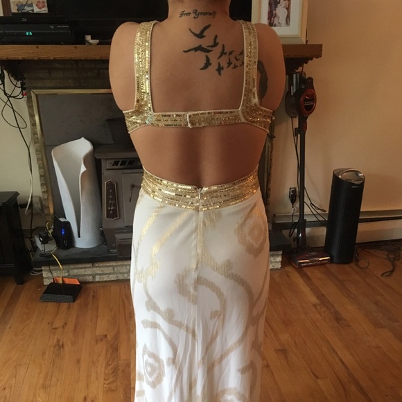 Betsy & Adam white and gold dress, size 8 - Picture 4 of 4