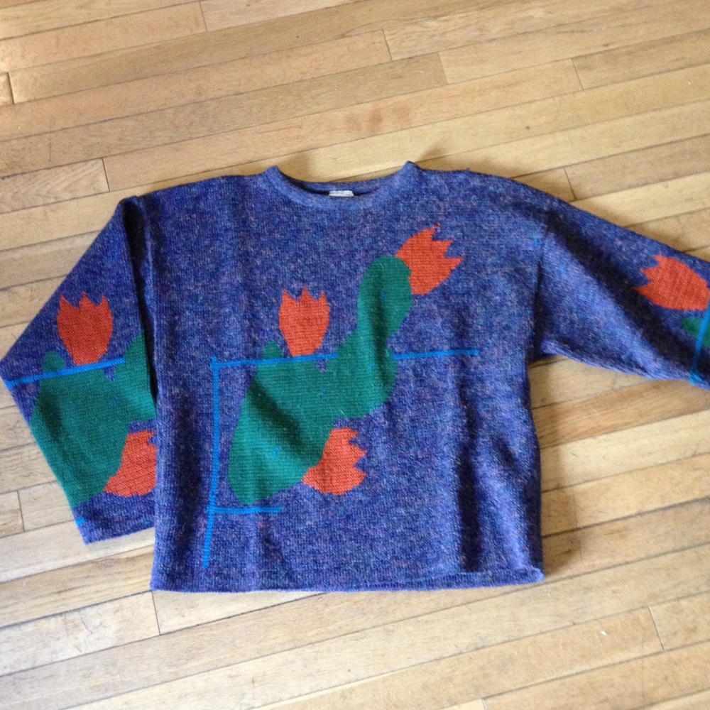 Marimekko indigo abstract design sweater