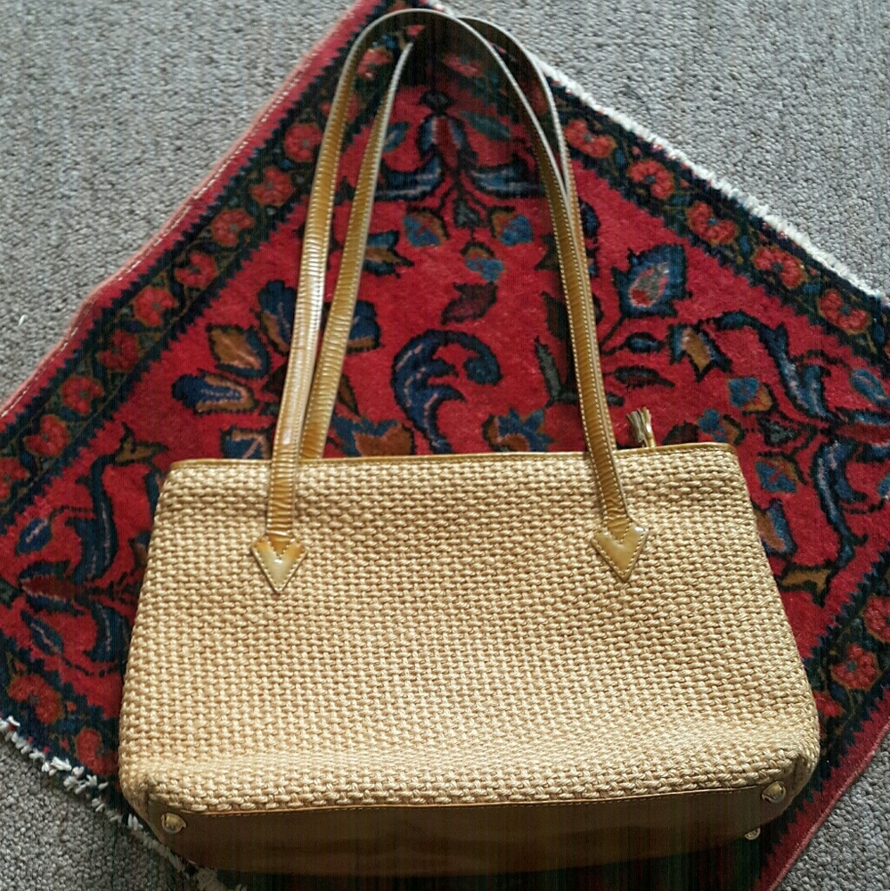 Rare vintage Bottega Veneta leather and jute bag
