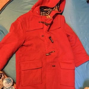 Authentic Red Burberry coat with hood