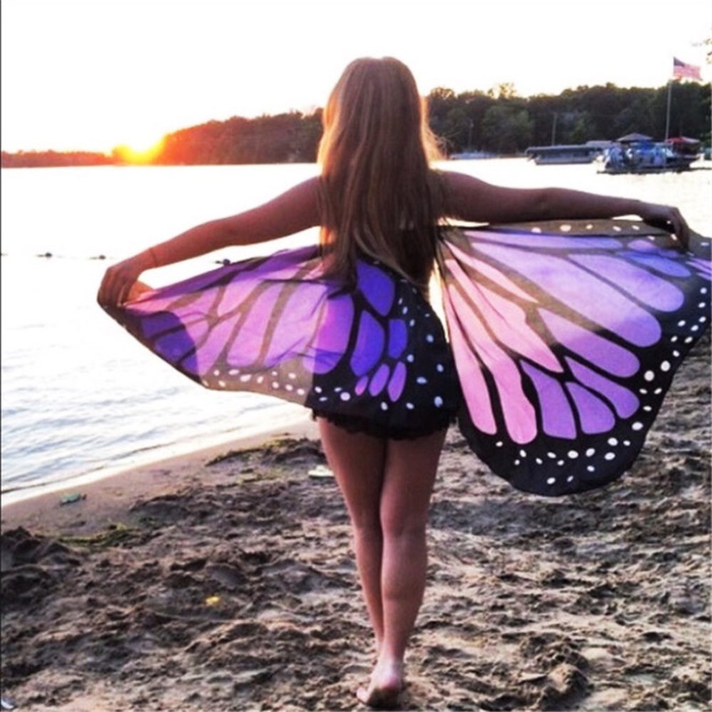 Purple Butterfly Beach Coverup Festival Wrap