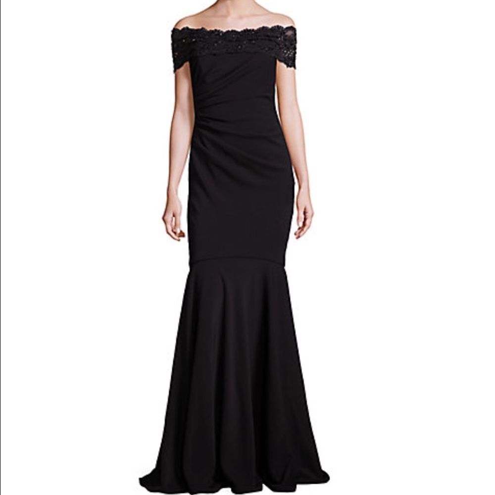 Badgley Mischka Beaded Off the Shoulder Gown