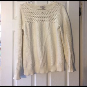 Ann Taylor Loft Cream Knit Sweater