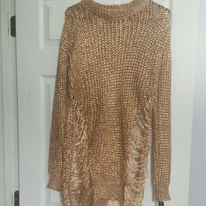 Rose gold shredded sweater