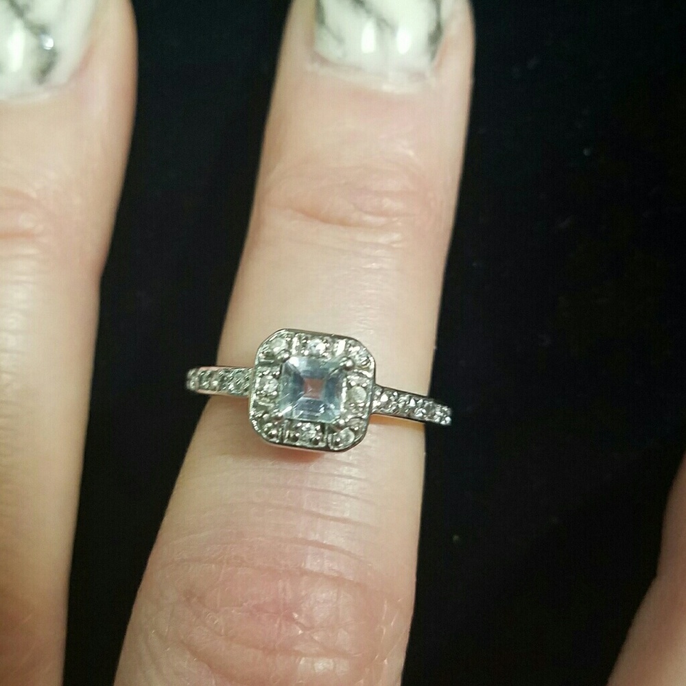 Cushion cut sterling silver and CZ ring!