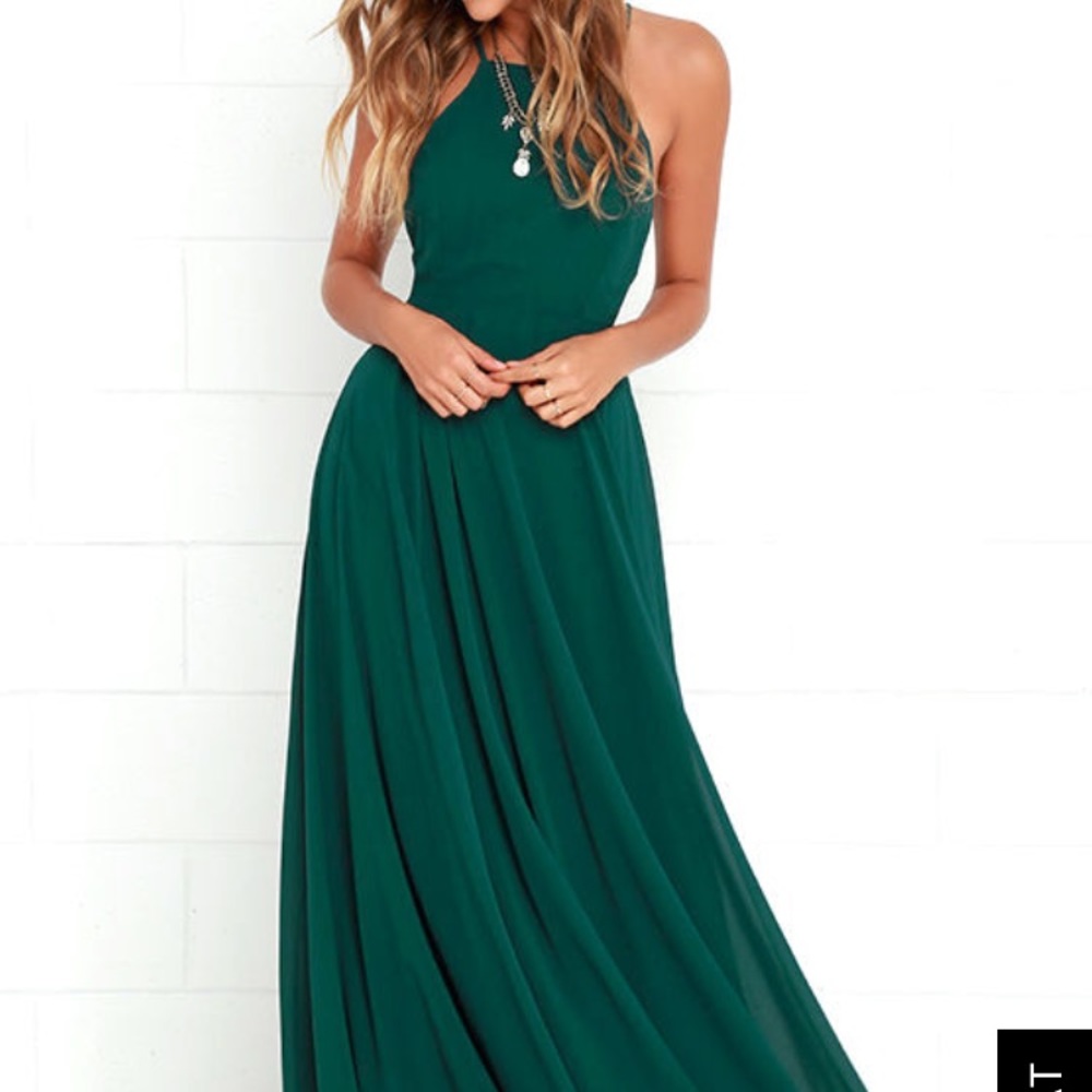 Lulus Mythical Kind of Love dark green prom/formal