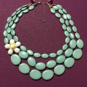NECKLACE -FASHIONABLE Sea-Form Green w/ Floral Acc