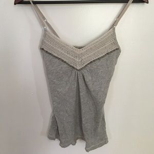 Grey cropped tank with adjustable straps