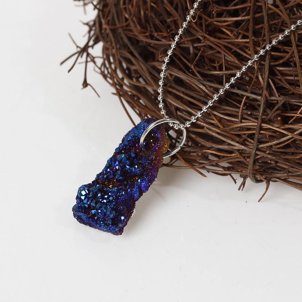 Blue Druzy Stone Necklace One of a Kind