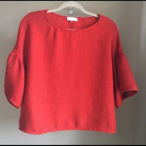 Twill Burnt Sienna Bell Sleeve Top