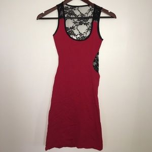 Lace Back Red Bebe dress