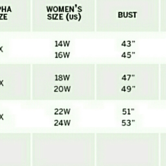 Plus size size chart - Picture 2 of 4