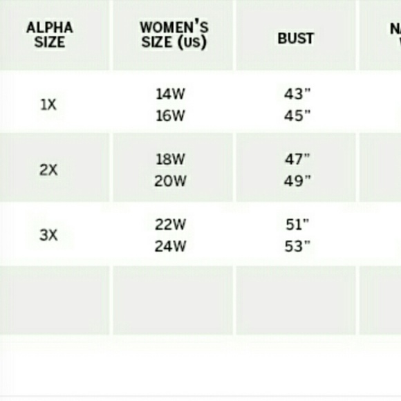 Plus size size chart - Picture 3 of 4