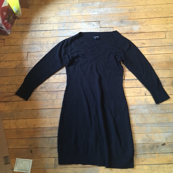 Black deep v sweater dress - Picture 1 of 1