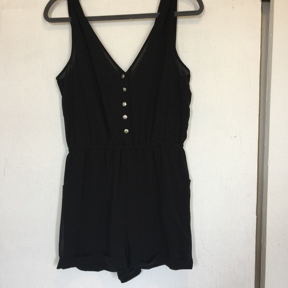 Pants - Black V Neck Romper