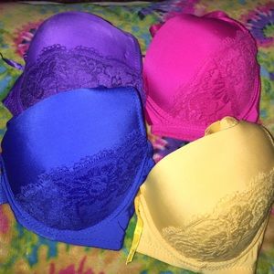 Lace bra 4 pack- purple, pink, yellow and blue