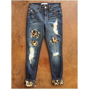 cheetah patch jeans
