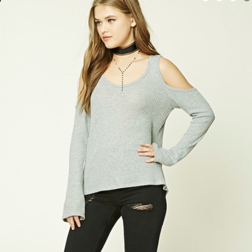 Grey Off The Shoulder Knit Top