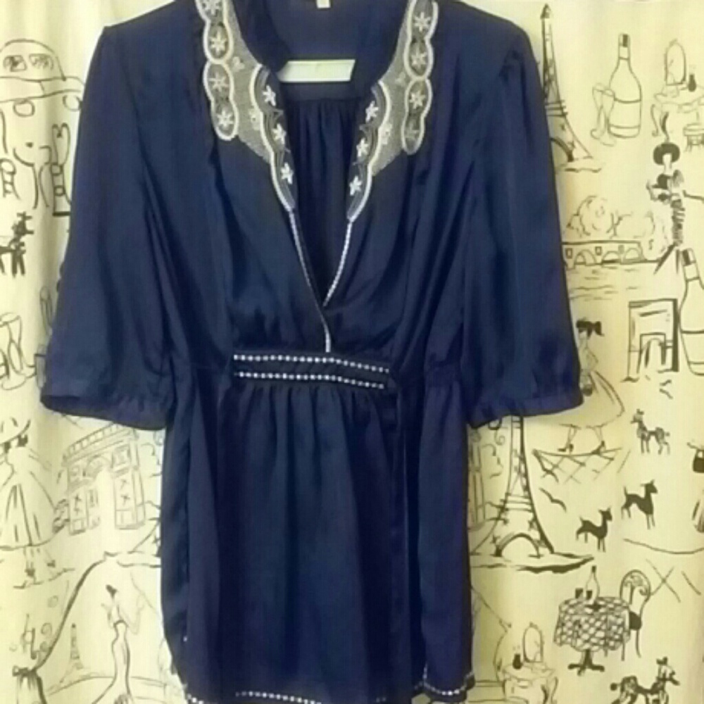 Navy blue silky blouse