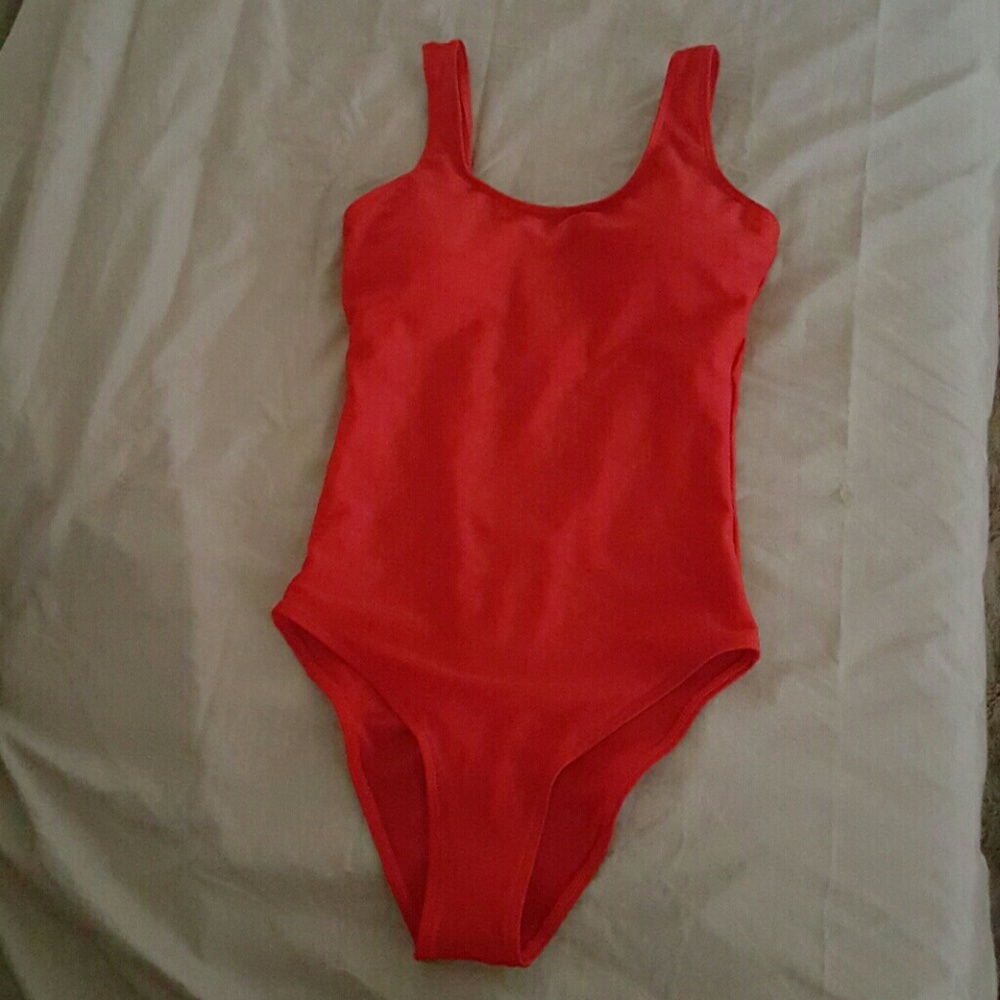 Red one piece bathing suit