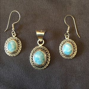 Beautiful Blues Stone and Silver Set