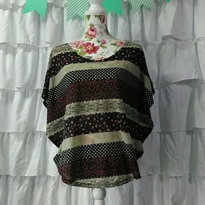 Charlotte Russe Floral and Lace Print Top