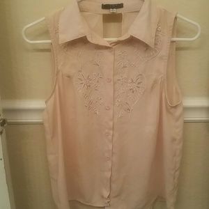 Vintage boho embroidered open back top