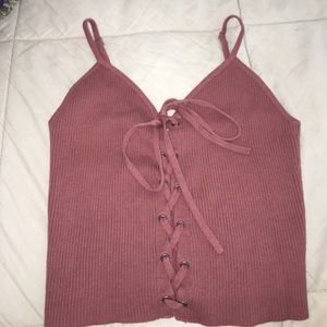 LA Hearts Lace Up Crop Top