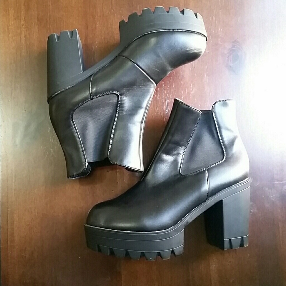 Chunky Heel Platform Boots