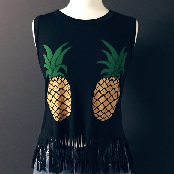 🍍 Pineapple Fringed Tank Tee 🍍 - Picture 2 of 3