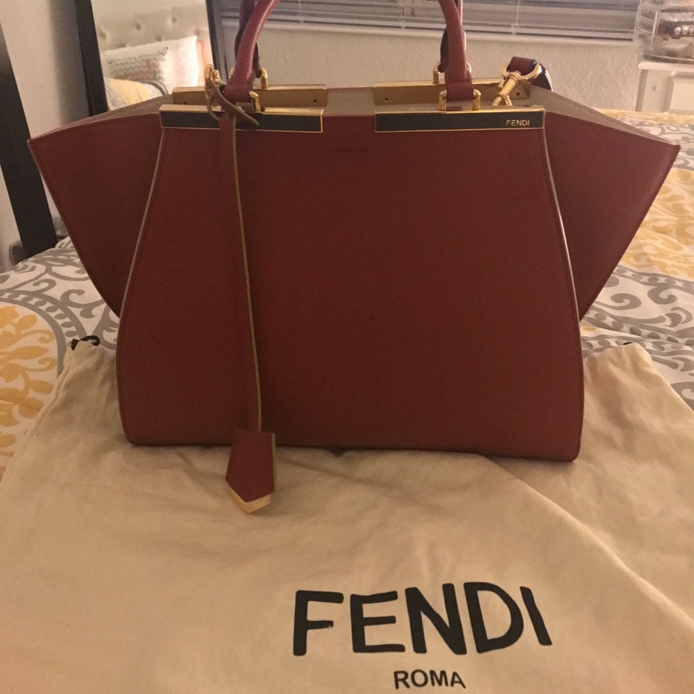 Fendi 3 Jours Small Brick Leather Shopper Handbag